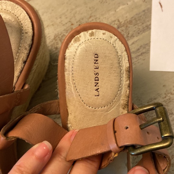 LandsEnd Leather Wedge Sandals - Picture 8 of 9